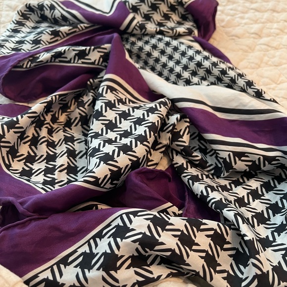 Whbm  Purple and Black Square Scarf - Picture 2 of 4